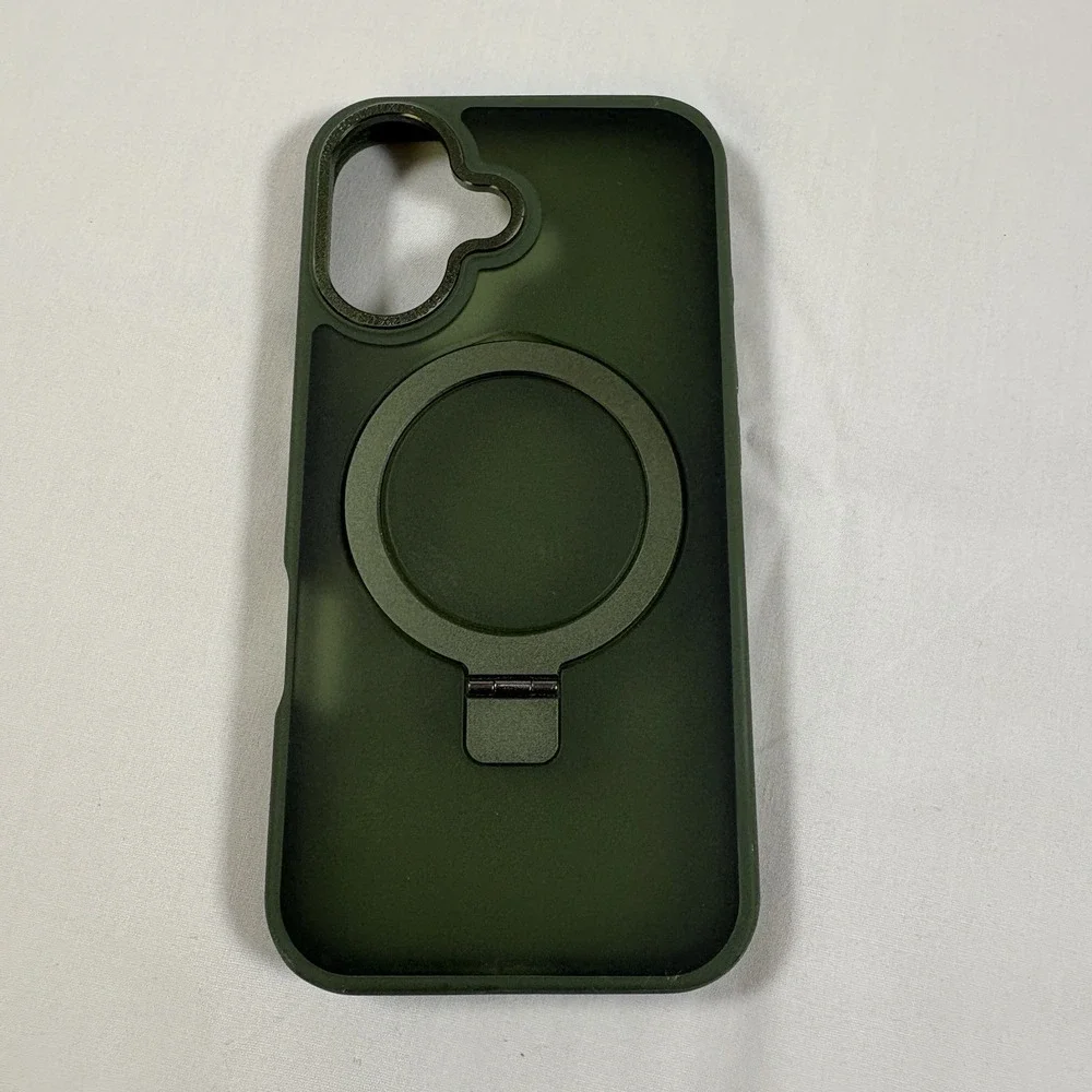 Magic John iPhone 16 MagSafe Case with Ring Stand, Green.  Not Pro. L-386
